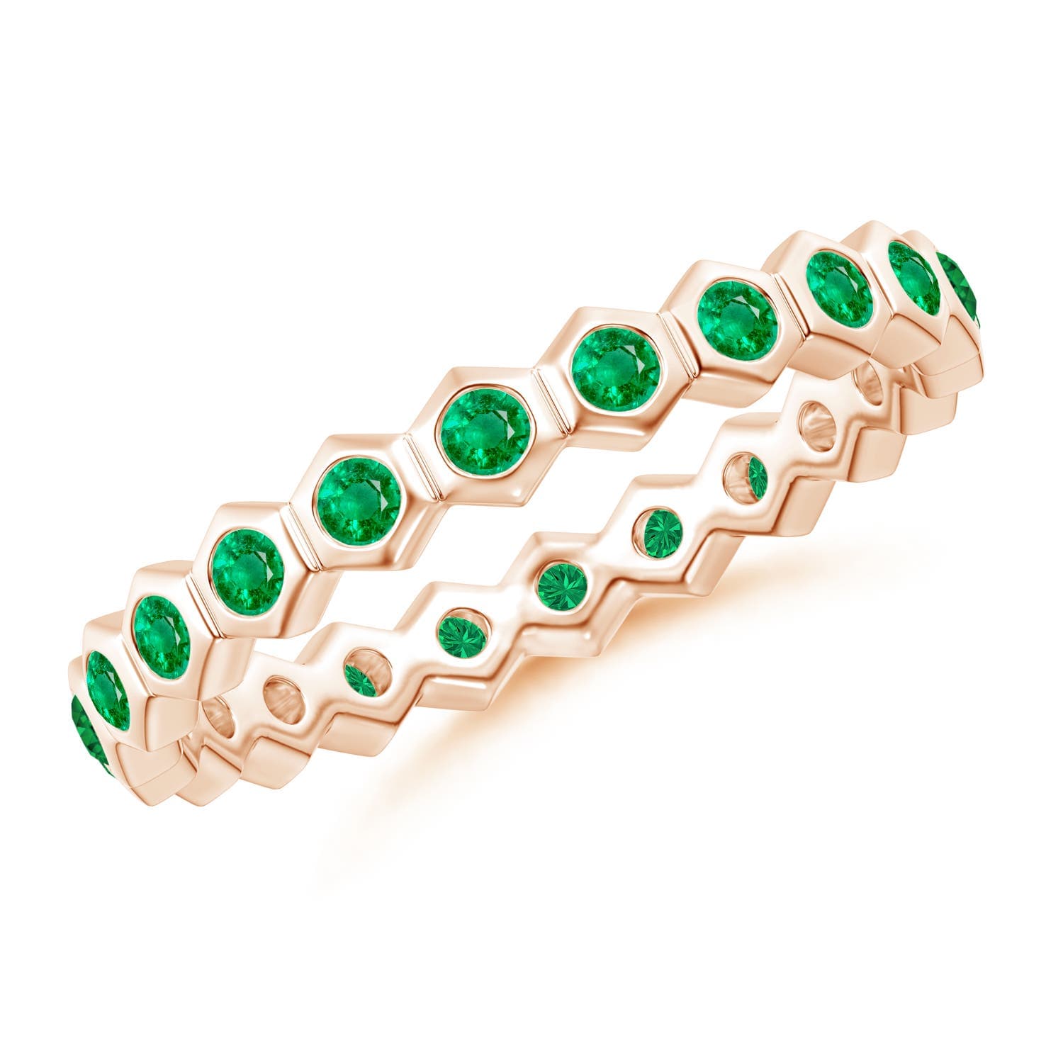 Natori x Angara Hexagonal Emerald Eternity Ring