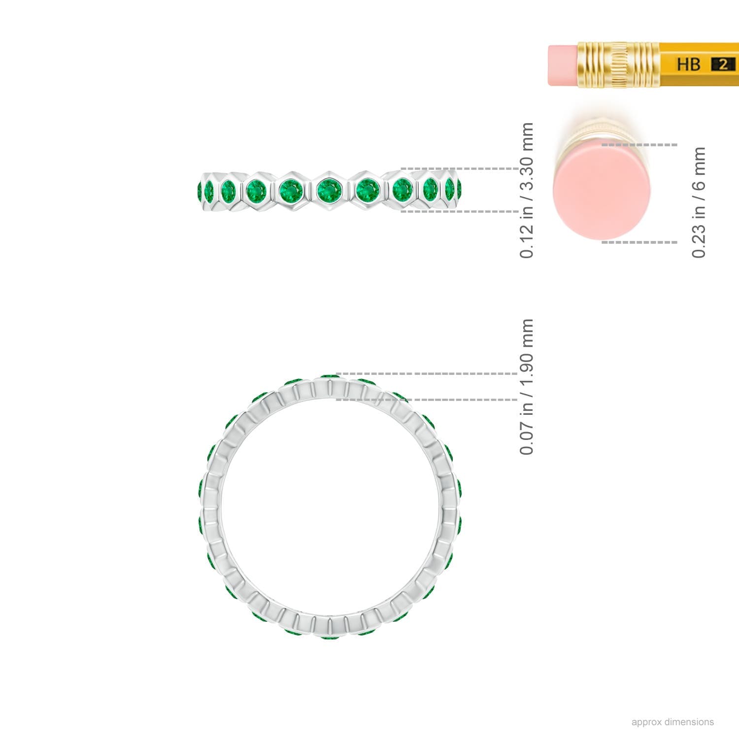 Natori x Angara Hexagonal Emerald Eternity Ring