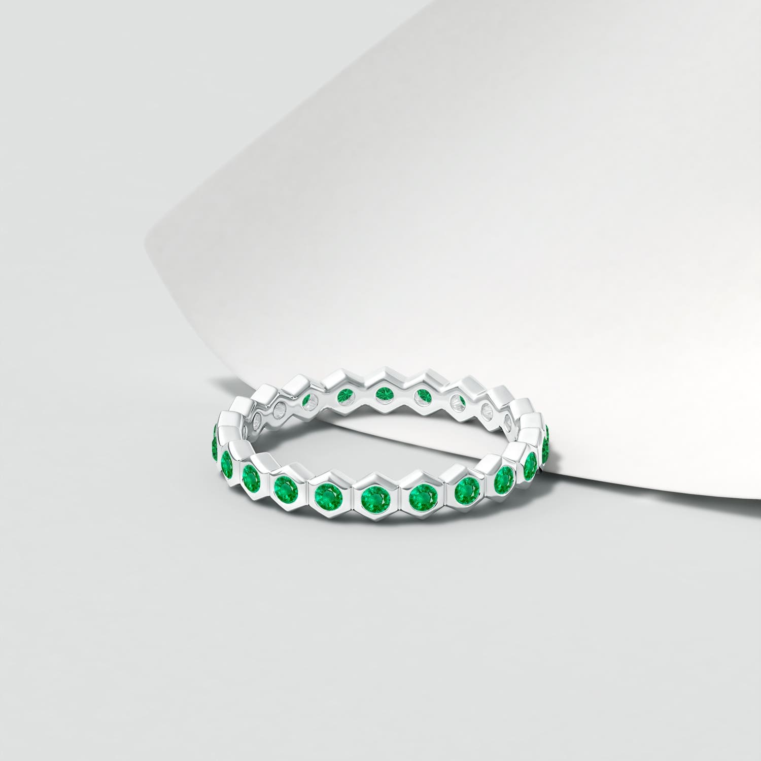 Natori x Angara Hexagonal Emerald Eternity Ring