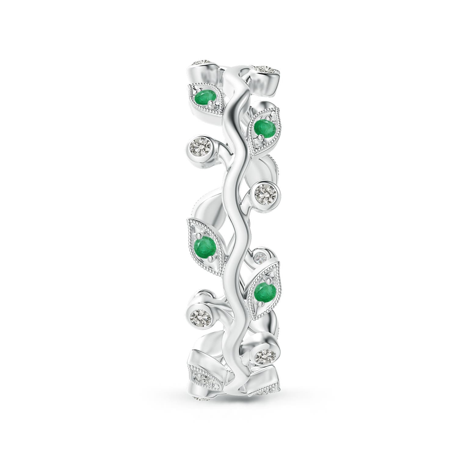 Emerald Vine and Leaf Eternity Band