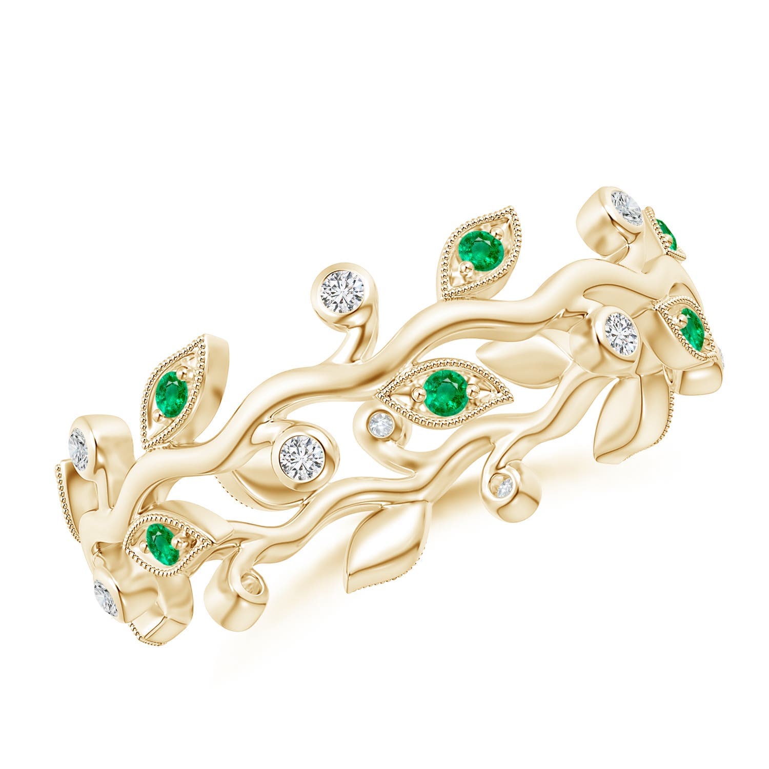 Emerald Vine and Leaf Eternity Band