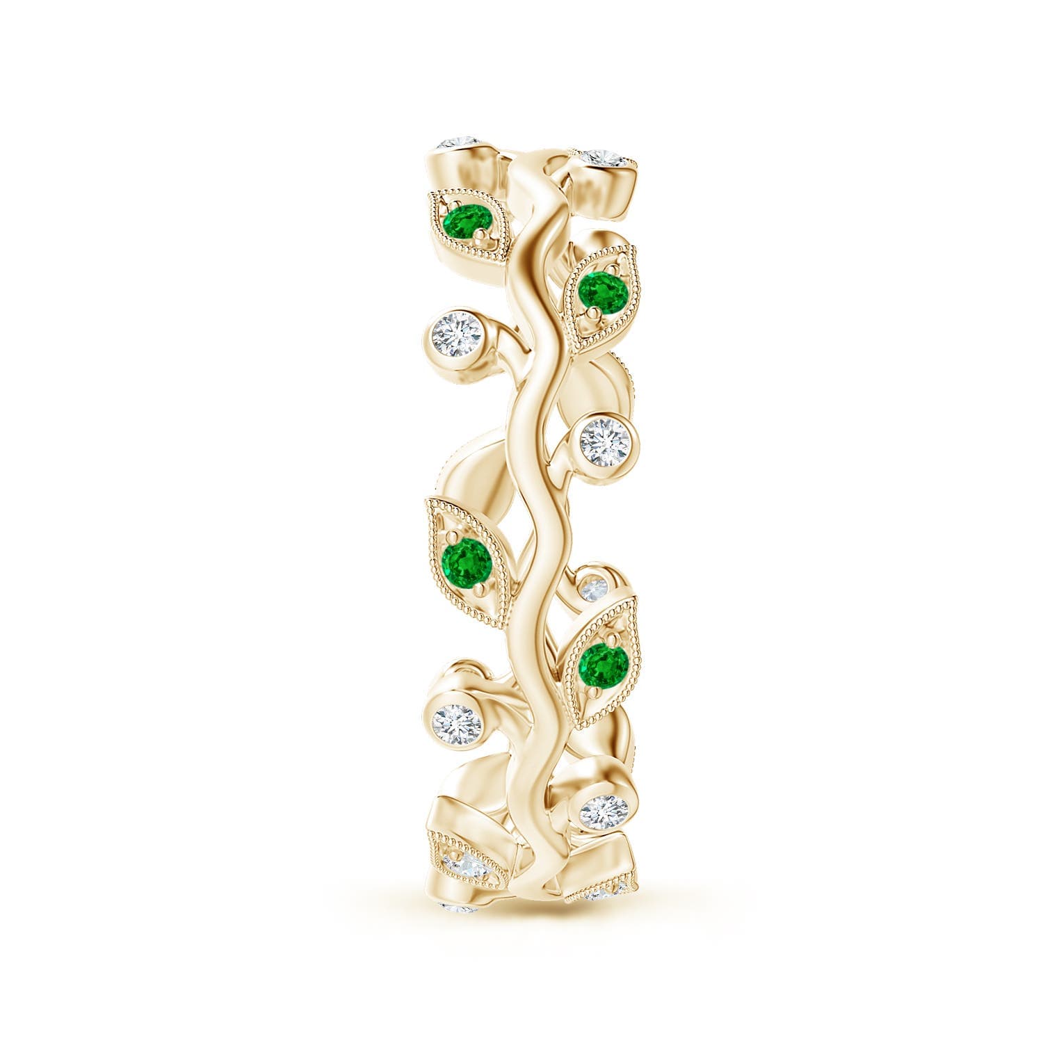 Emerald Vine and Leaf Eternity Band
