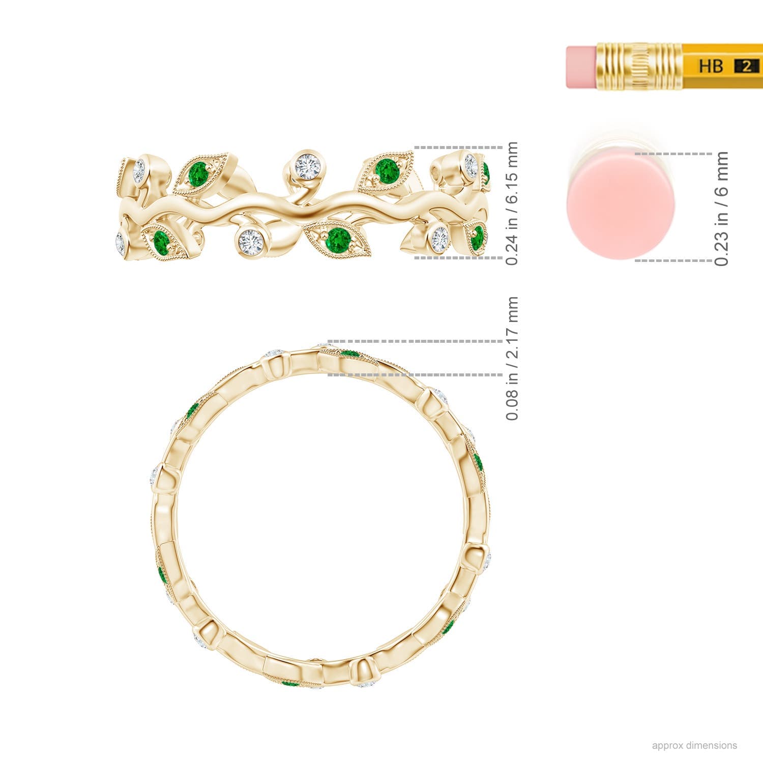 Emerald Vine and Leaf Eternity Band
