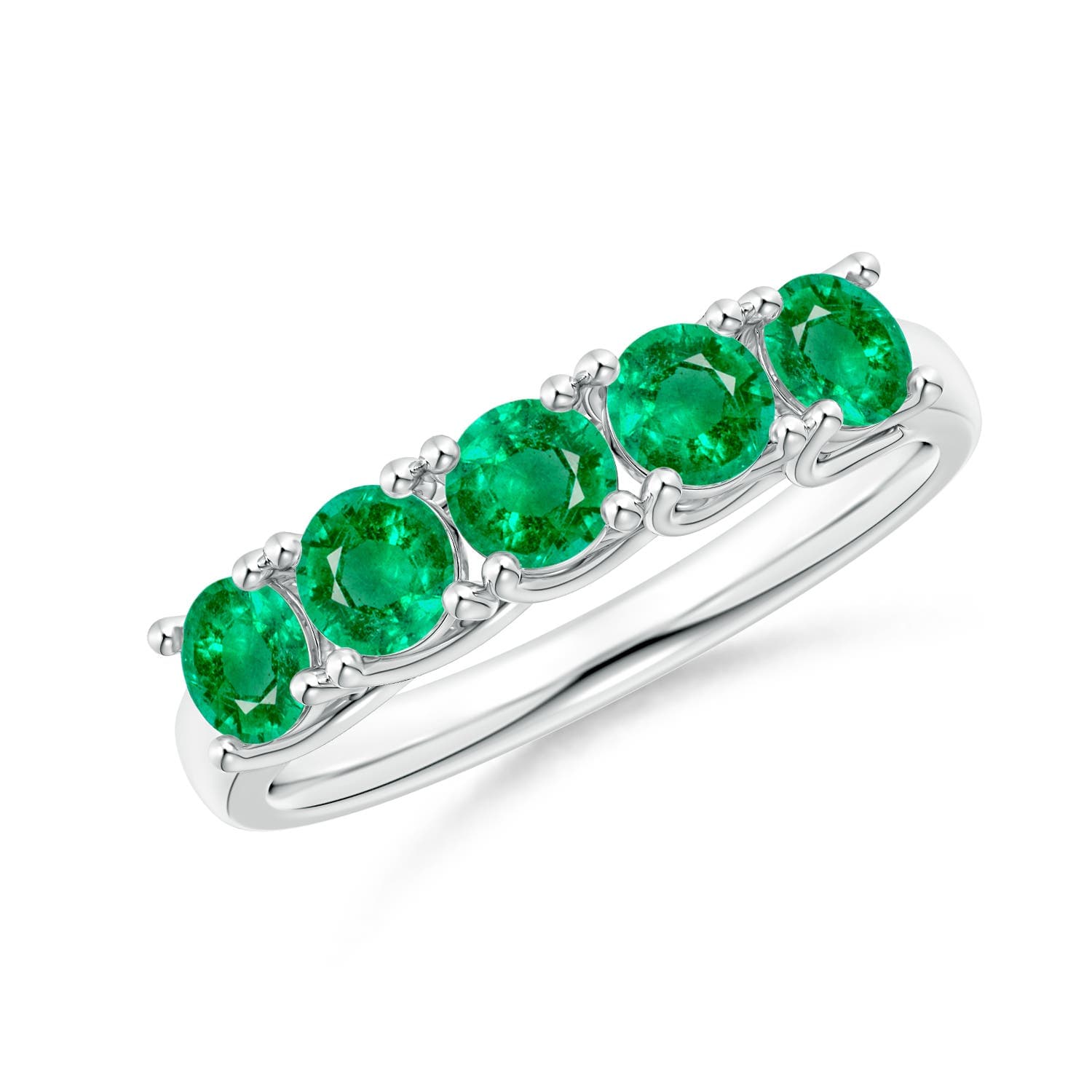 Half Eternity Five Stone Emerald Wedding Band