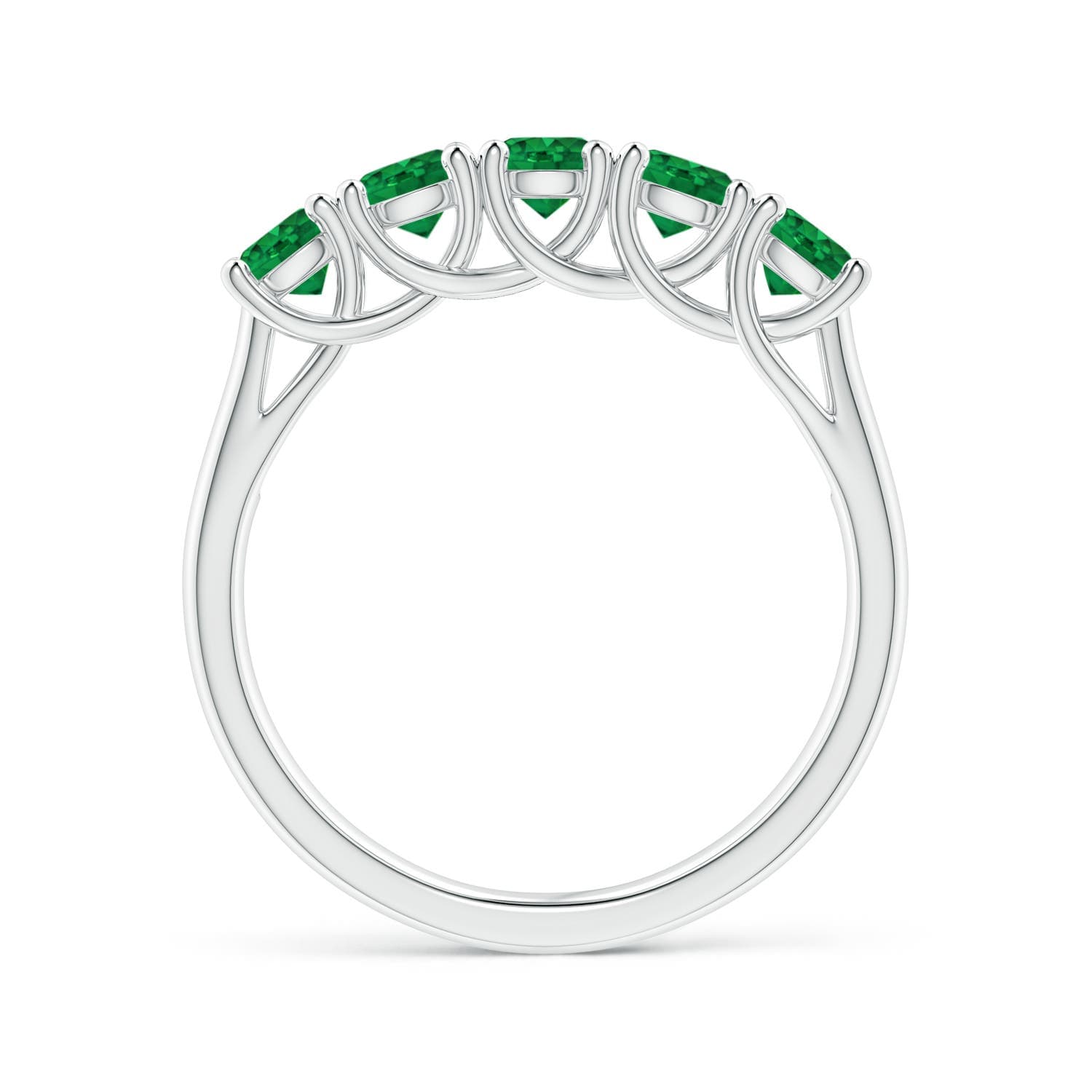Half Eternity Five Stone Emerald Wedding Band