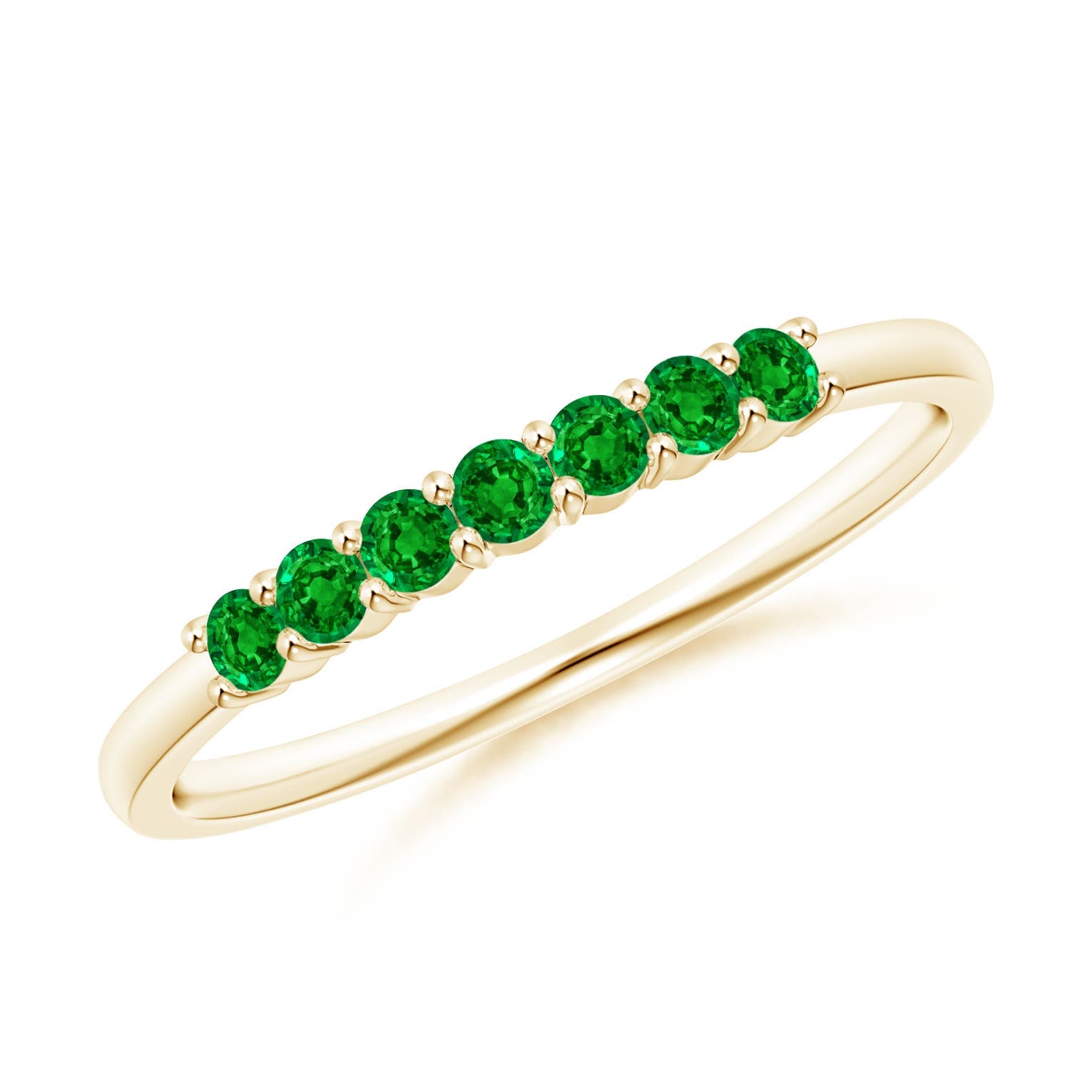 Half Eternity Seven Stone Emerald Wedding Ring