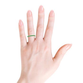 Unique Prong Emerald Half Eternity Wedding Ring
