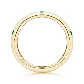 Gypsy Set Emerald High Dome Wedding Ring