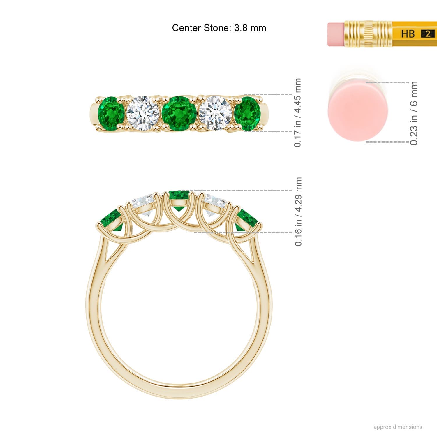 Half Eternity 5 Stone Emerald and Diamond Wedding Band
