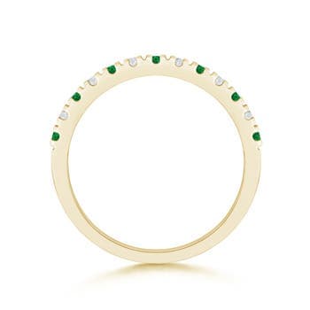 Unique Prong Emerald Half Eternity Wedding Ring