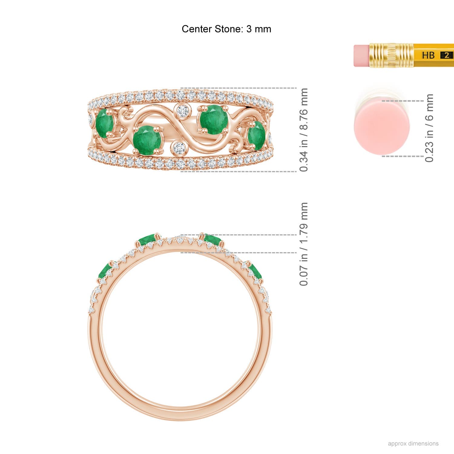 Nature Inspired Round Emerald & Diamond Filigree Ring