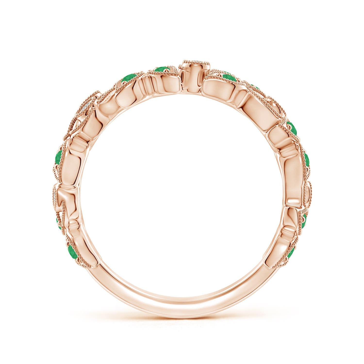 Nature Inspired Round Emerald & Diamond Vine Ring