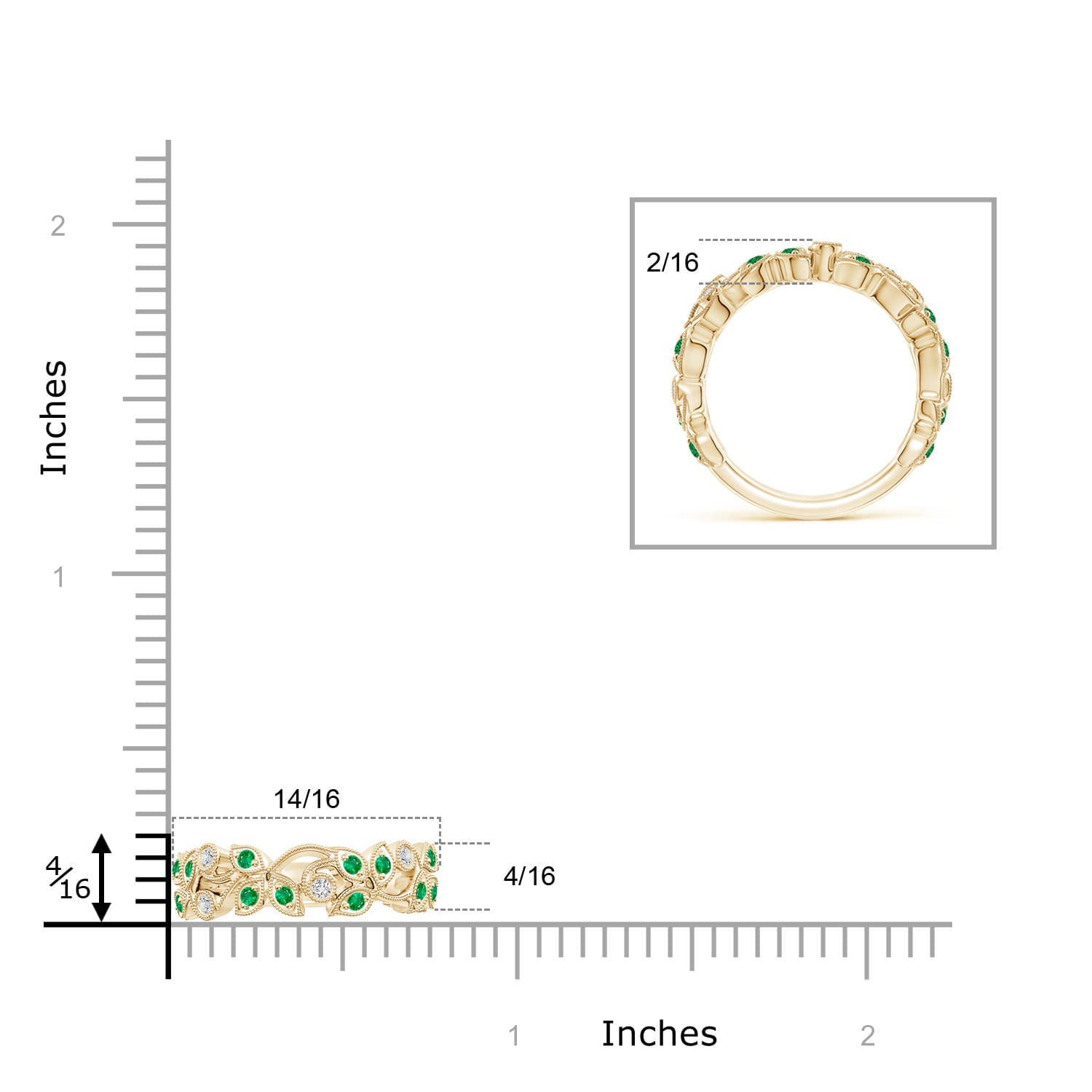Nature Inspired Round Emerald & Diamond Vine Ring