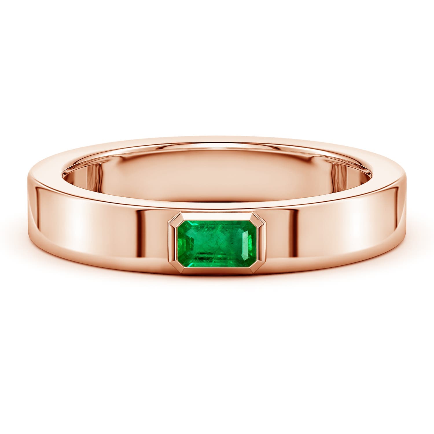 East-West Emerald-Cut Emerald Men’s Ring
