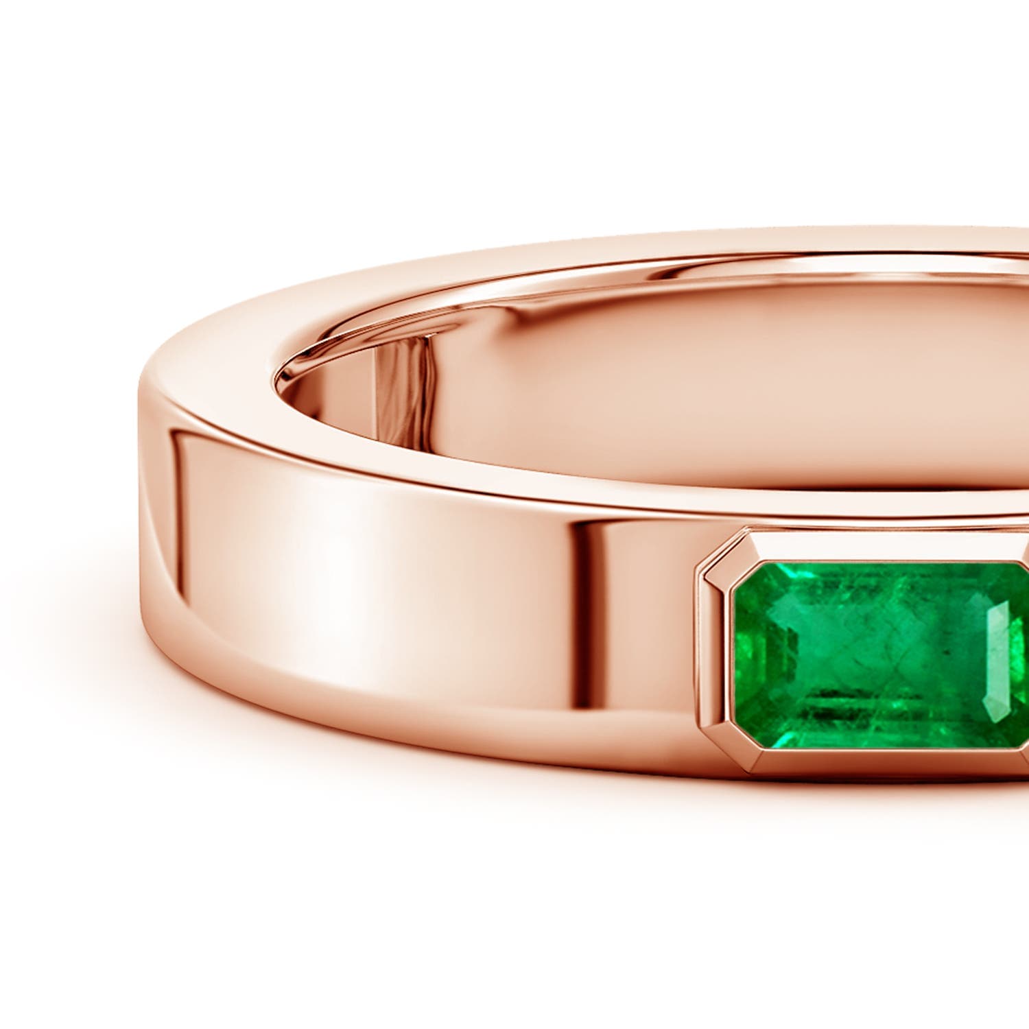 East-West Emerald-Cut Emerald Men’s Ring