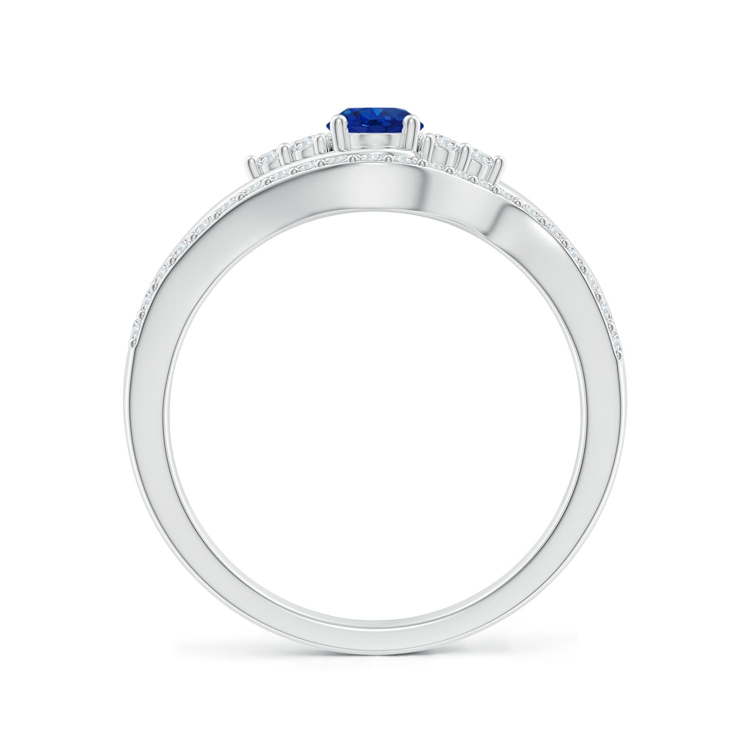 Oval Blue Sapphire Bypass Bridal Set with Diamonds