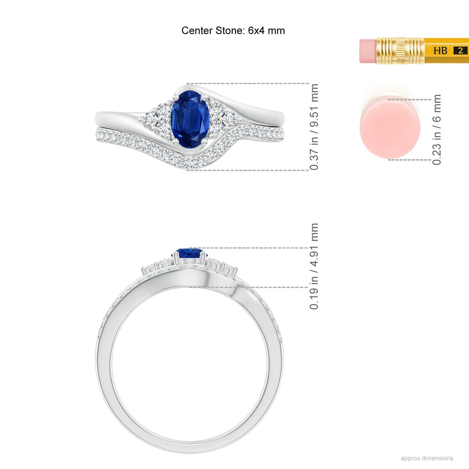 Oval Blue Sapphire Bypass Bridal Set with Diamonds