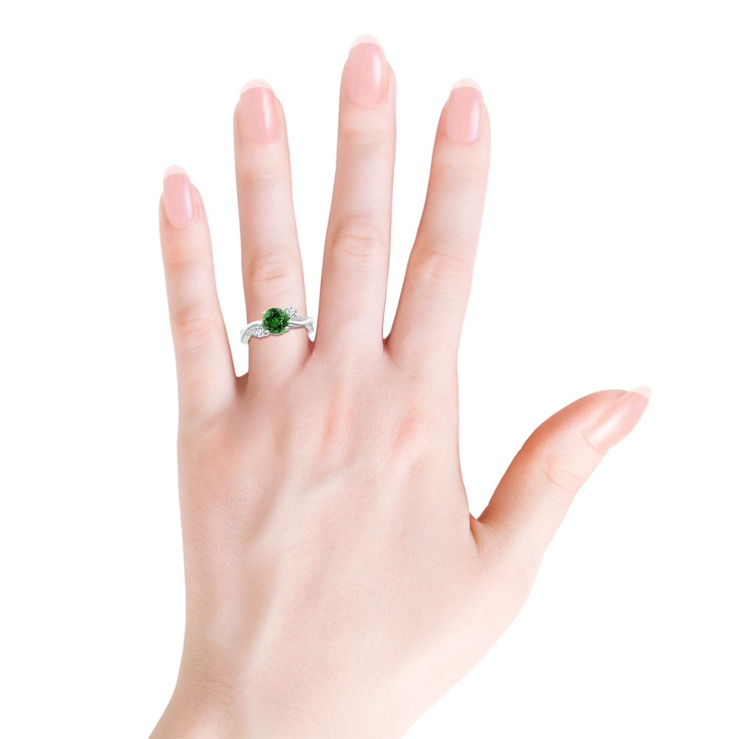 Nature Inspired Emerald & Diamond Twisted Vine Engagement Ring