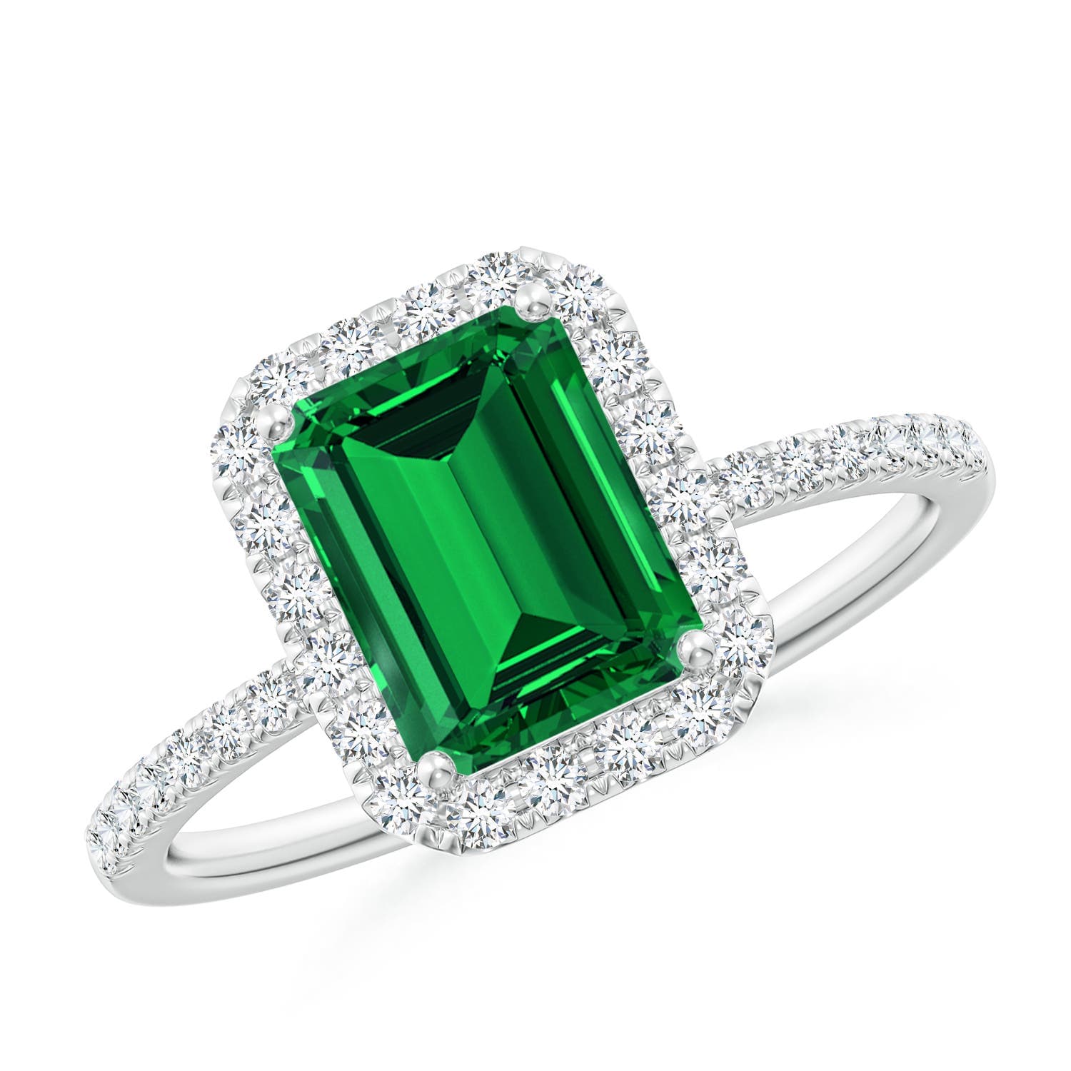 Emerald-Cut Emerald Classic Halo Engagement Ring