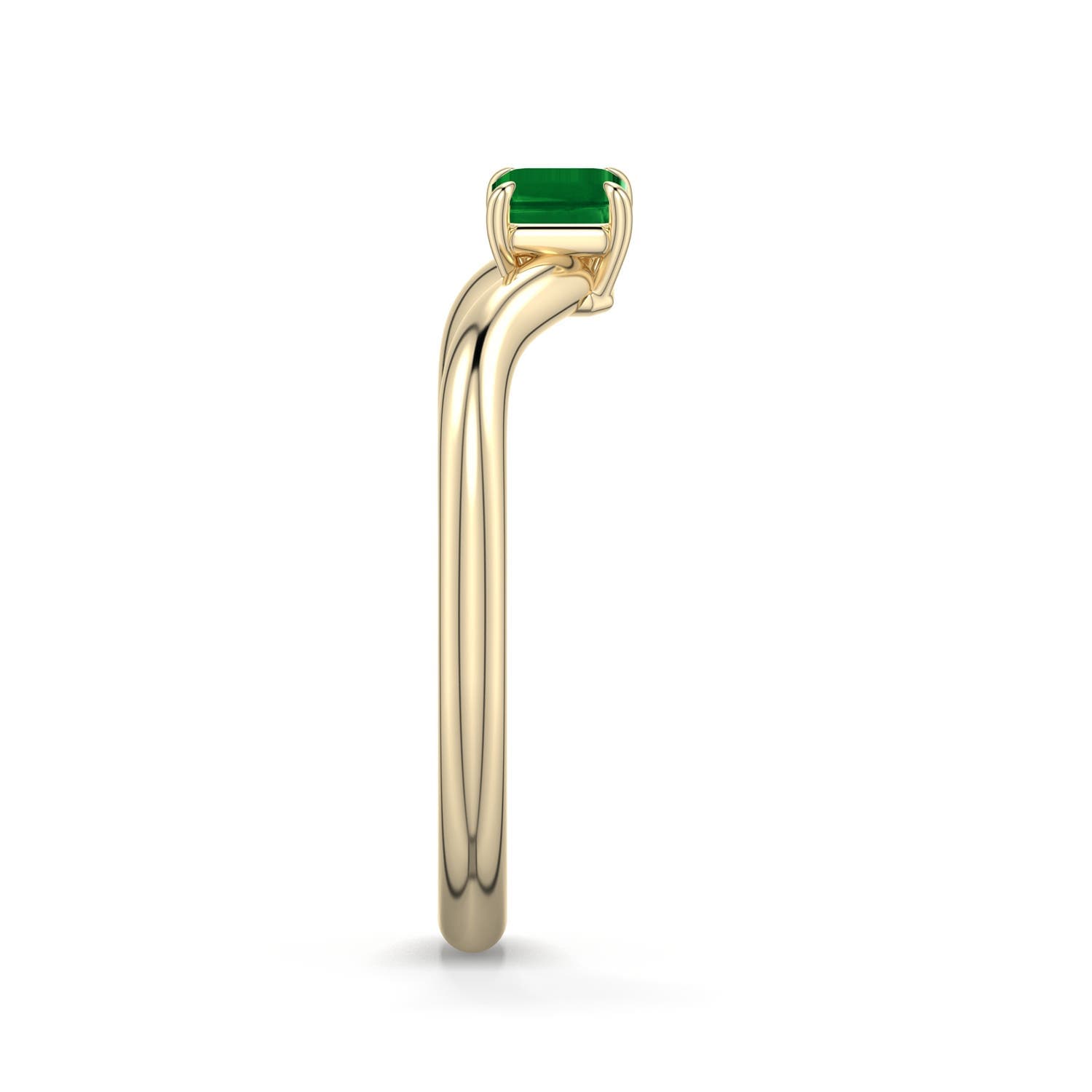 East-West Emerald-Cut Emerald Curved Engagement Ring