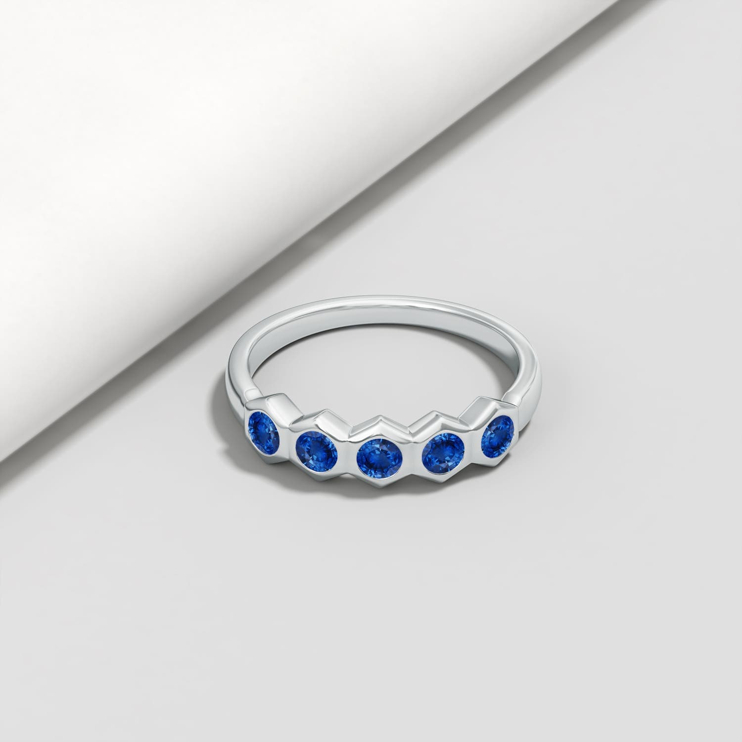 Natori x Angara Hexagonal Bezel-Set Blue Sapphire Band