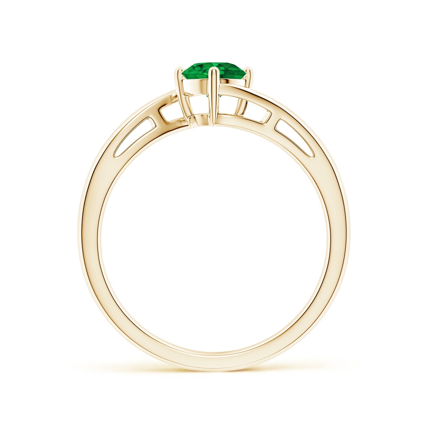 Classic Round Emerald Solitaire Bypass Engagement Ring