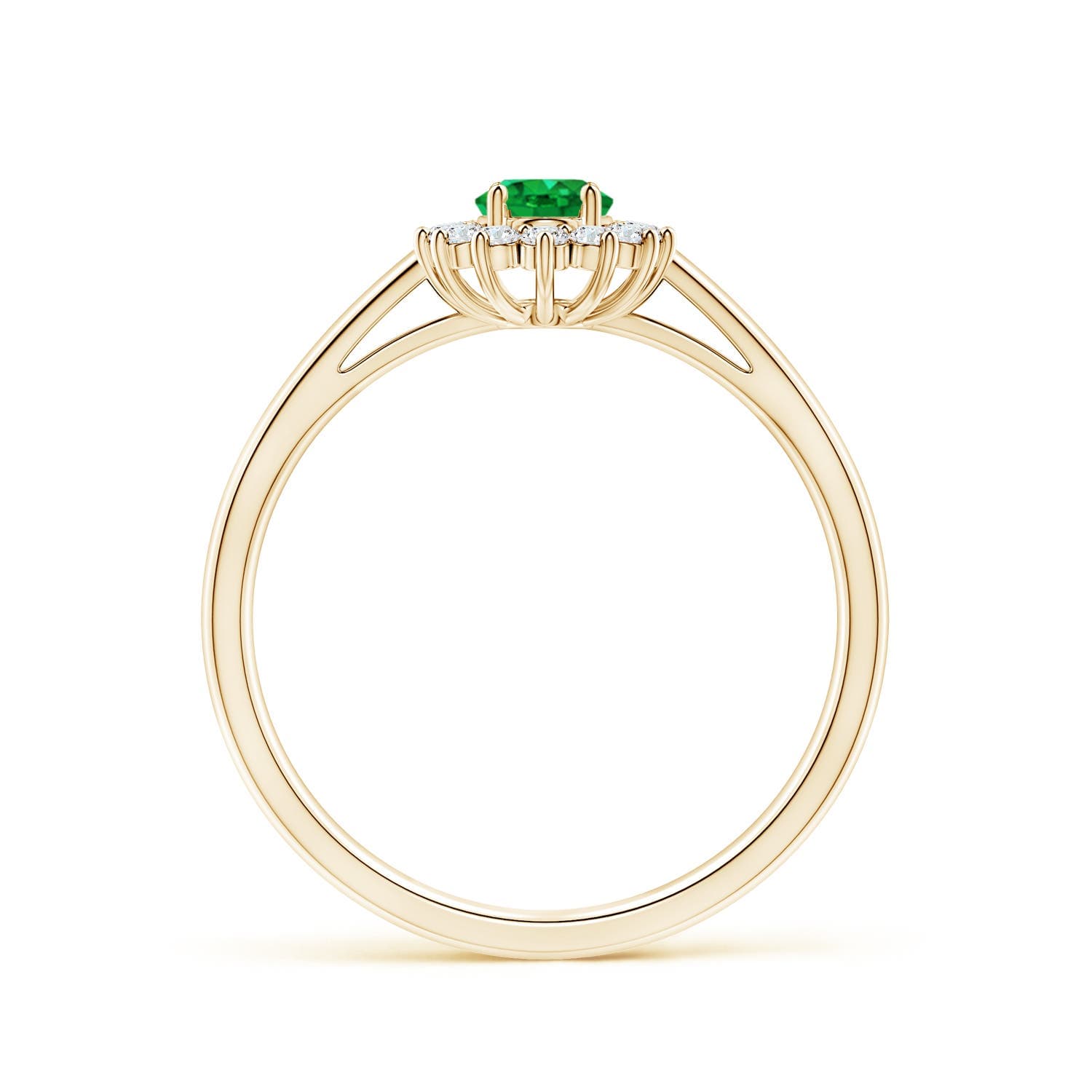 Princess Diana Inspired Emerald Engagement Ring with Diamond Halo