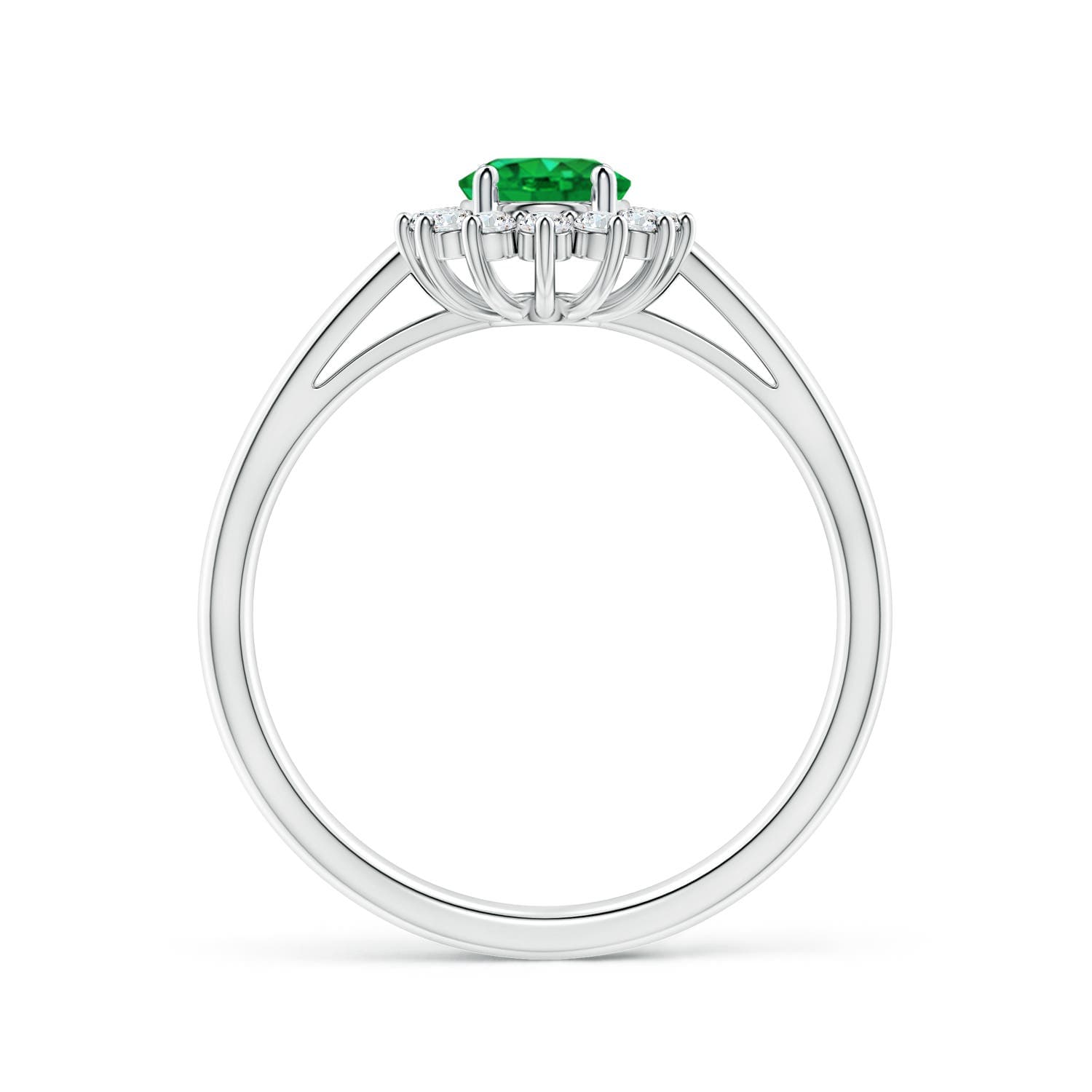Princess Diana Inspired Emerald Engagement Ring with Diamond Halo
