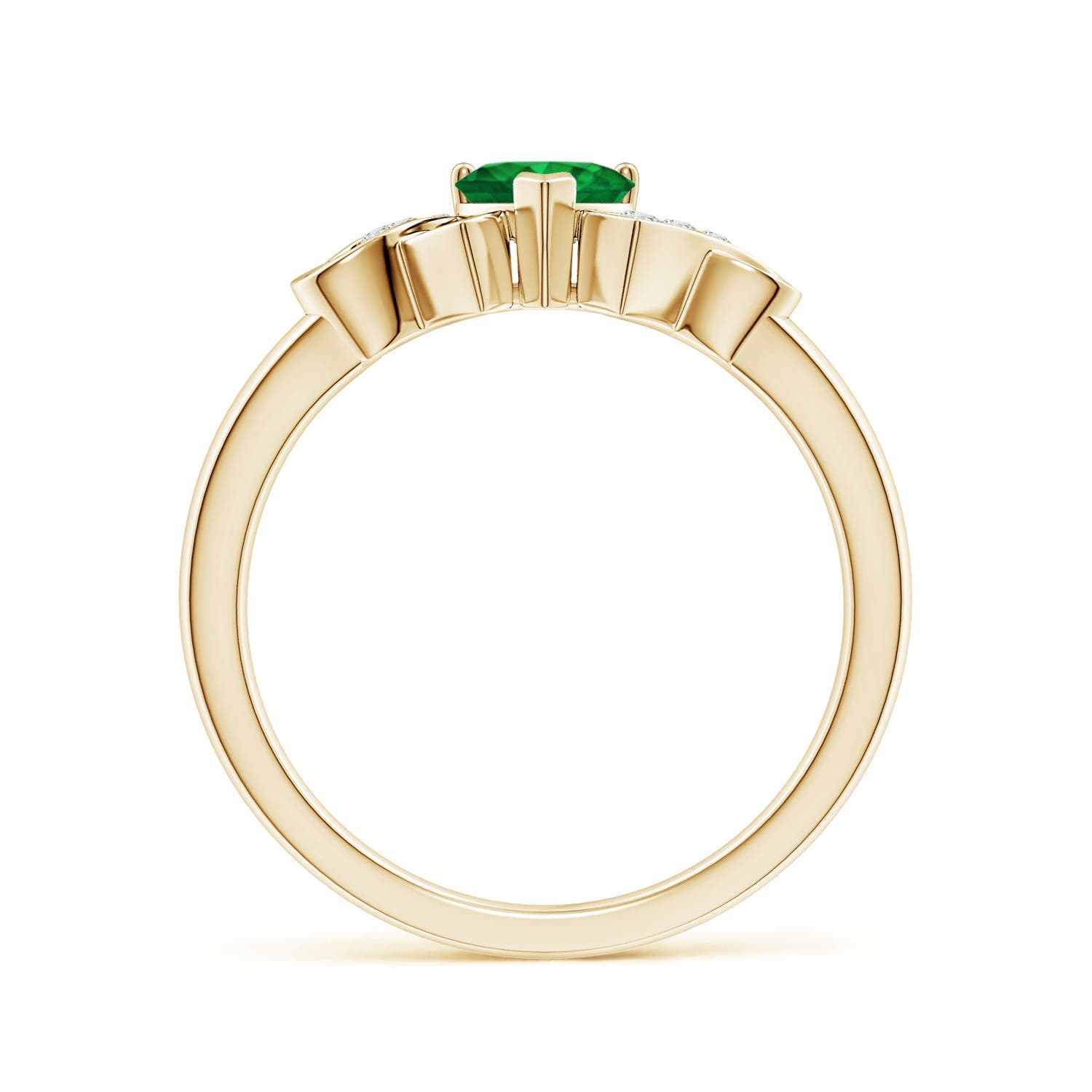 Solitaire Emerald Heart Engagement Ring with Diamond Accents