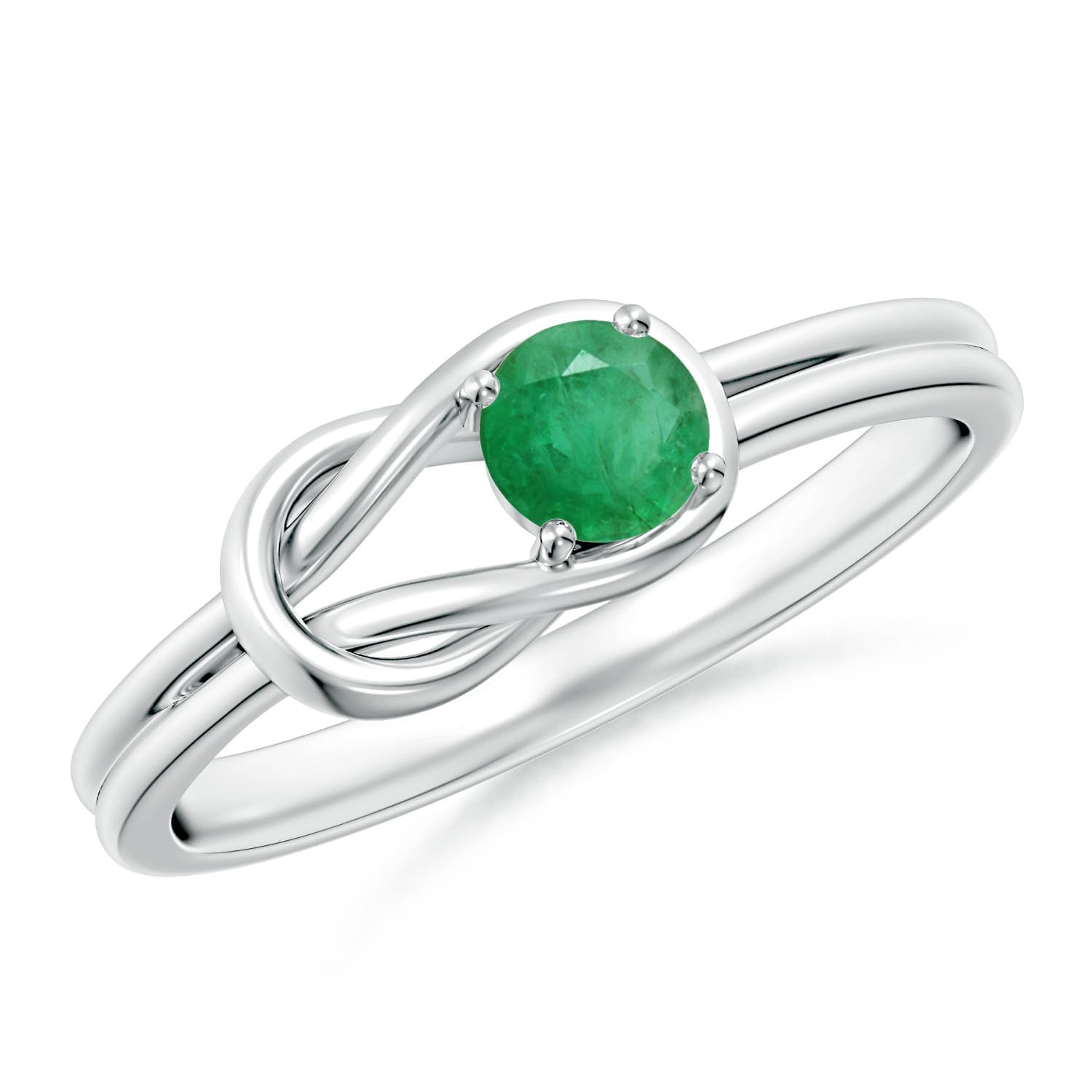 Solitaire Emerald Infinity Knot Engagement Ring