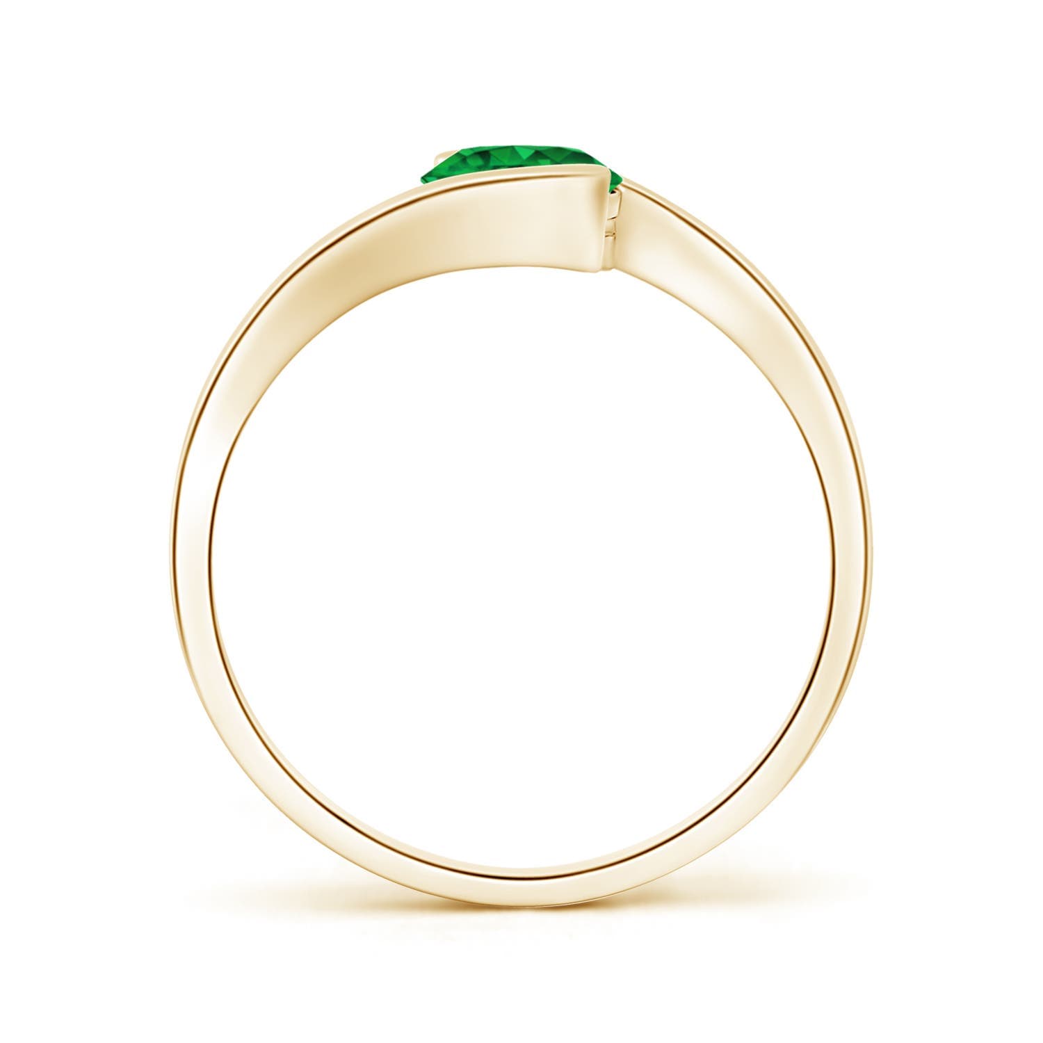 Semi Bezel-Set Solitaire Round Emerald Bypass Engagement Ring