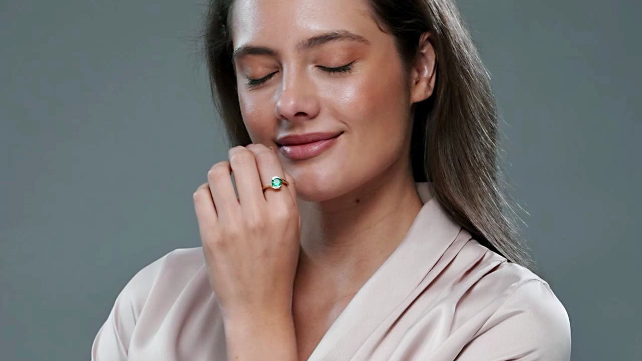 Semi Bezel-Set Solitaire Round Emerald Bypass Engagement Ring