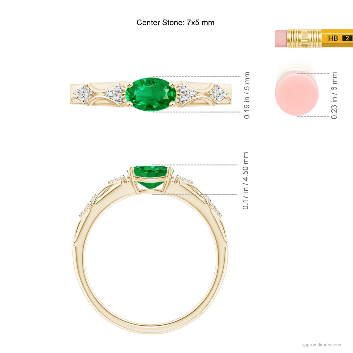 Oval Emerald Vintage Style Engagement Ring with Diamond Accents