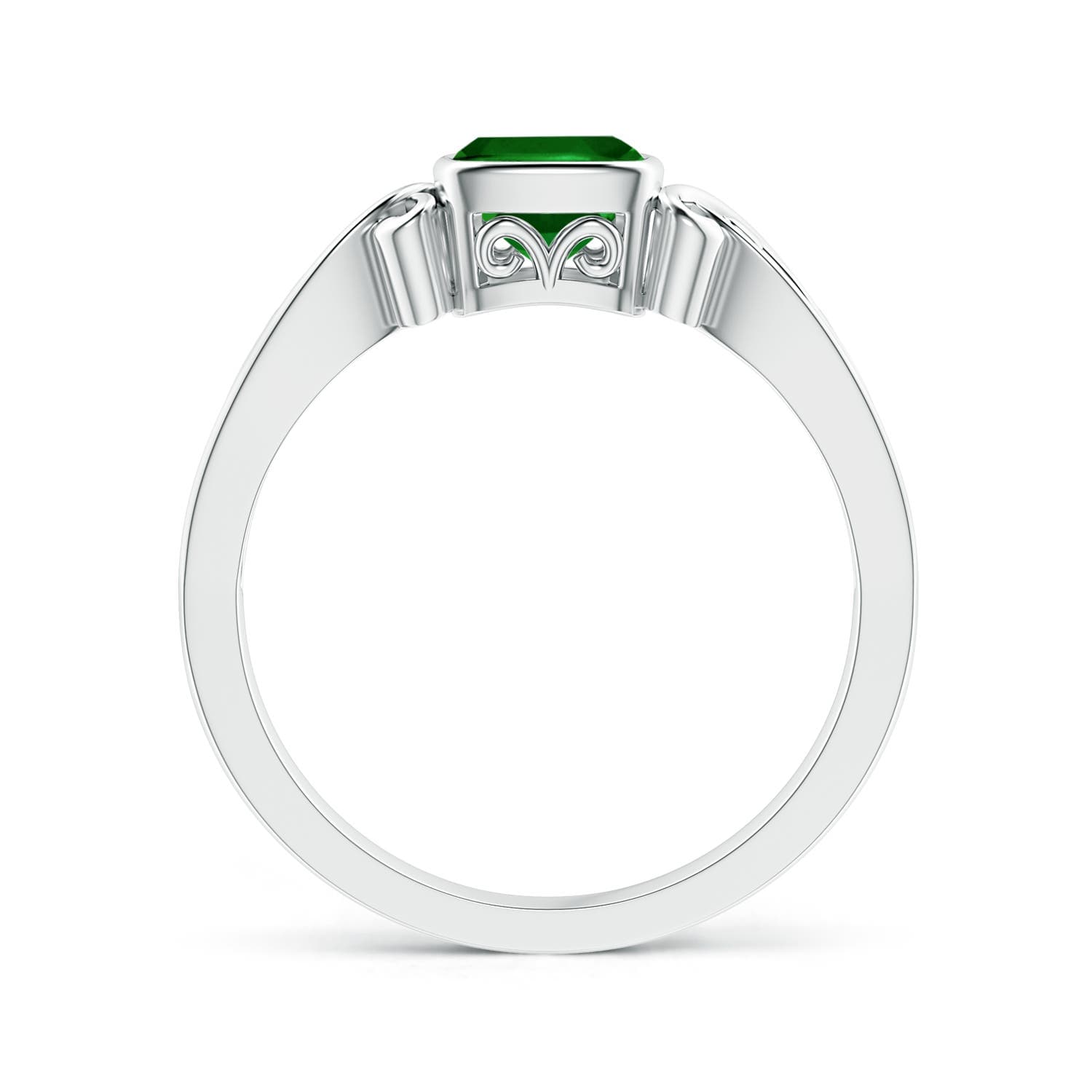 Vintage Style Cushion Emerald Solitaire Engagement Ring