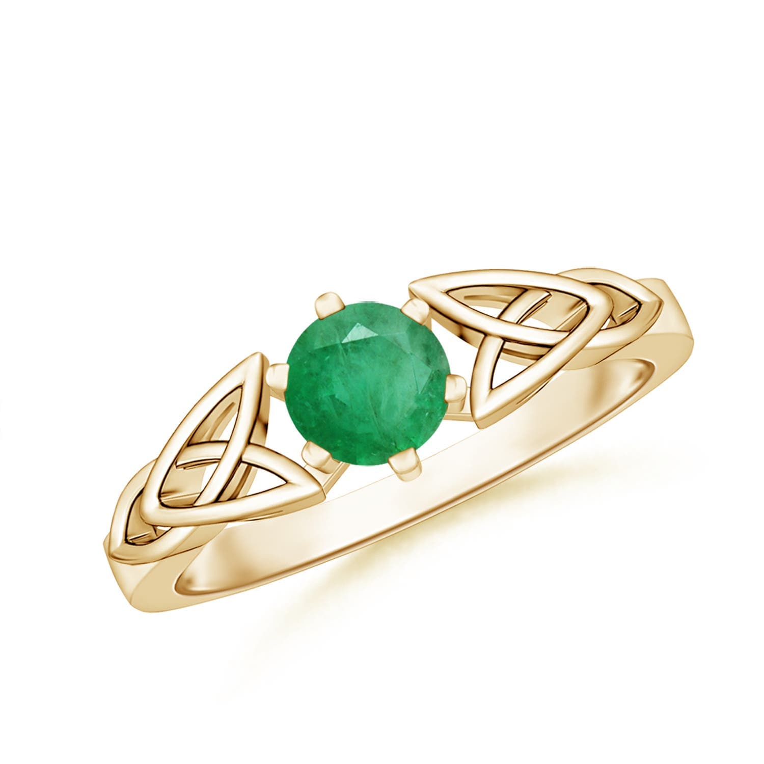 Solitaire Round Emerald Celtic Knot Engagement Ring
