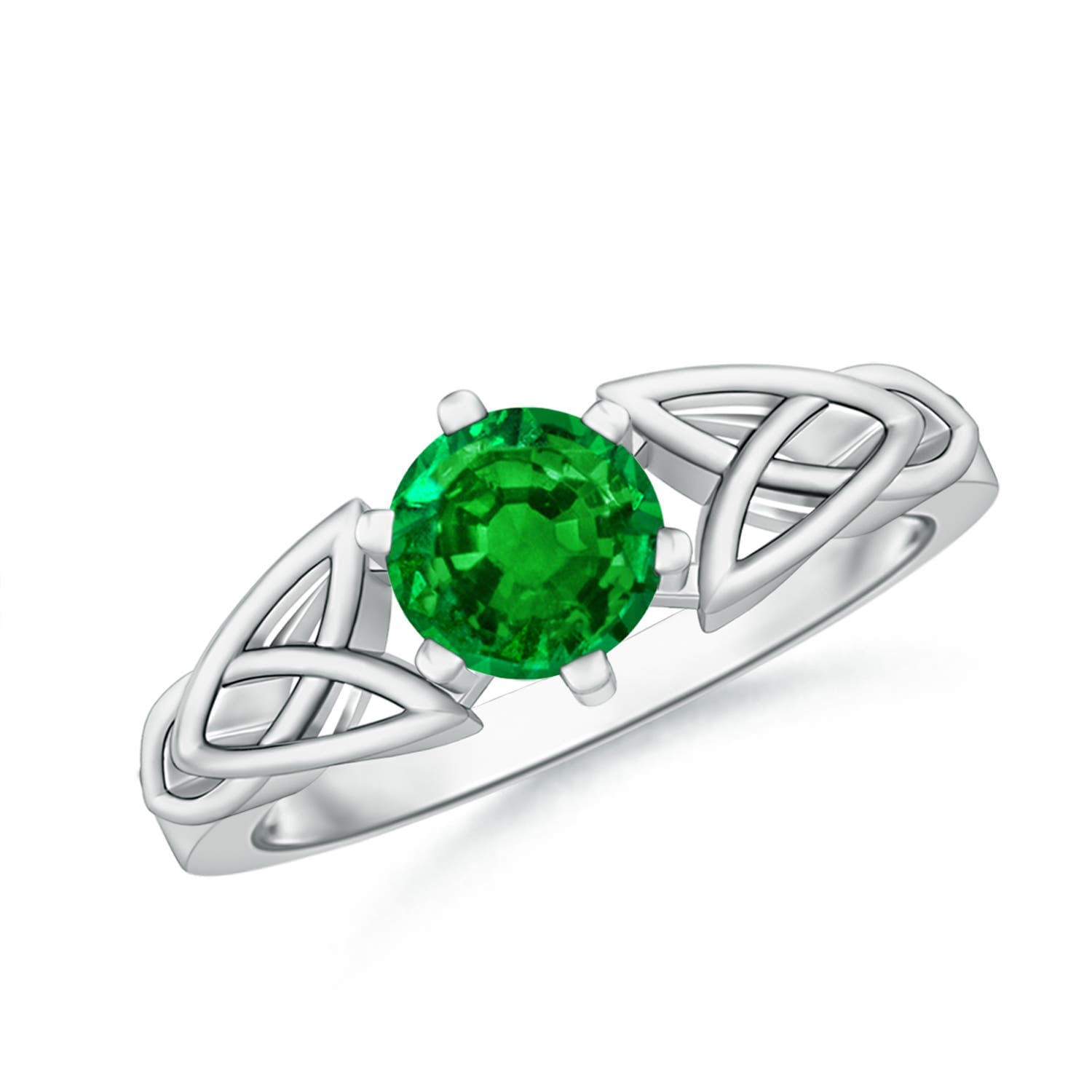 Solitaire Round Emerald Celtic Knot Engagement Ring