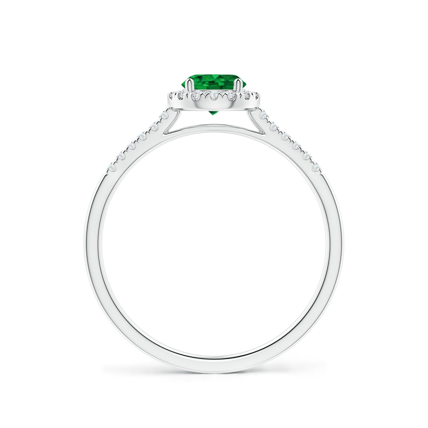 Round Emerald Halo Engagement Ring with Diamond Accents