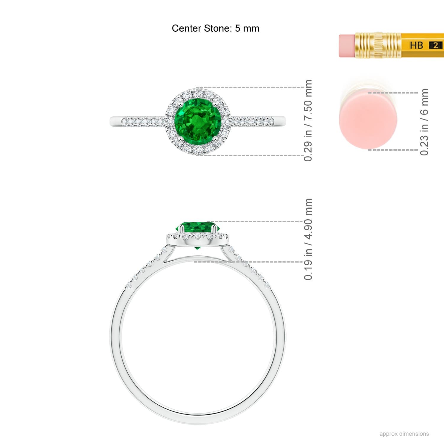 Round Emerald Halo Engagement Ring with Diamond Accents