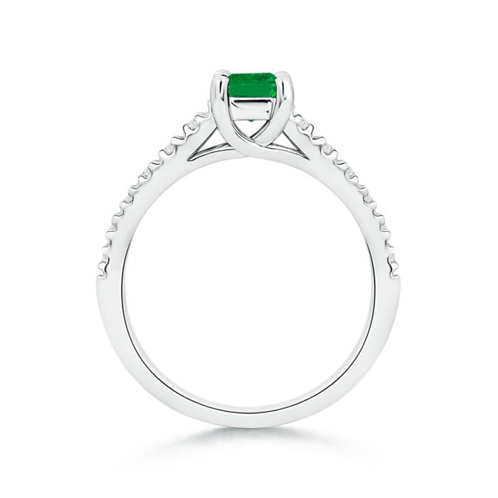 Solitaire Square Emerald Ring with Diamond Accents