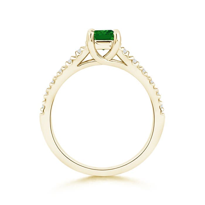 Solitaire Square Emerald Ring with Diamond Accents