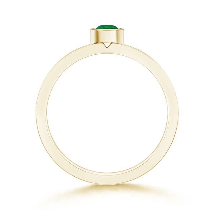 Bezel Round Emerald Stackable Ring with Diamond Accents