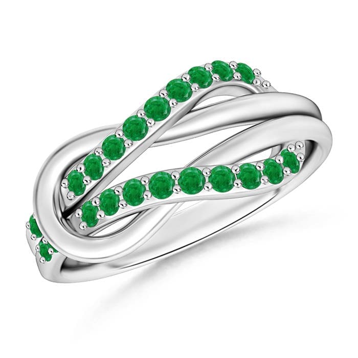 Encrusted Emerald Infinity Love Knot Ring