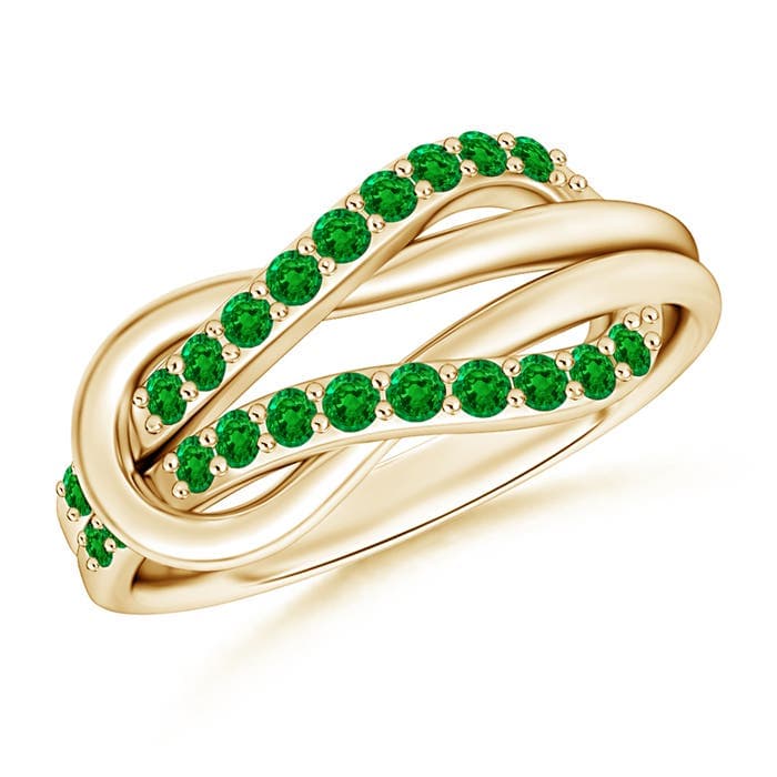 Encrusted Emerald Infinity Love Knot Ring