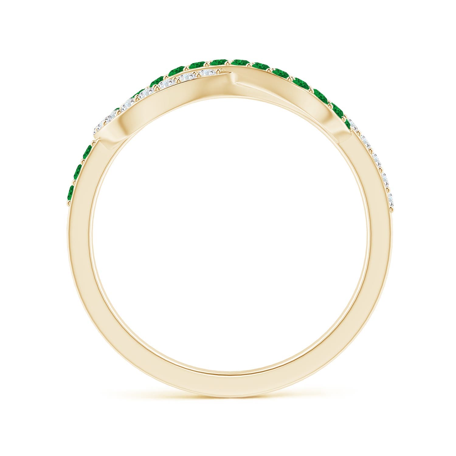 Encrusted Emerald and Diamond Infinity Knot Ring