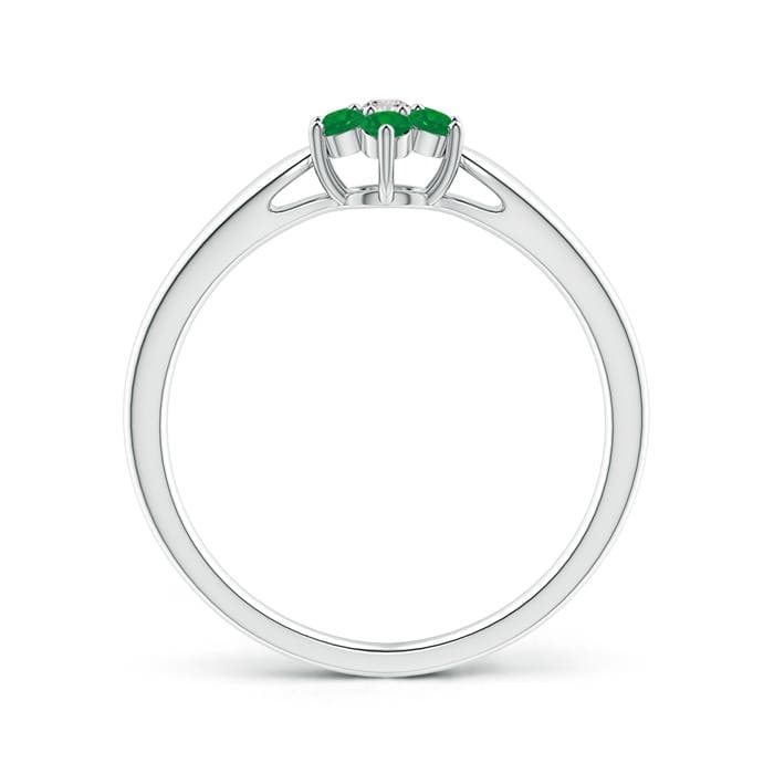Classic Six Petal Emerald and Diamond Flower Ring
