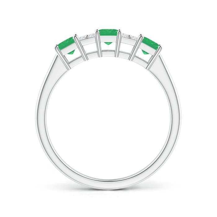 Diamond Cluster and Three Stone Square Emerald Ring