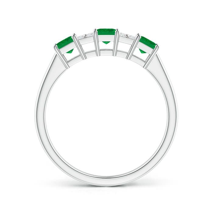 Diamond Cluster and Three Stone Square Emerald Ring