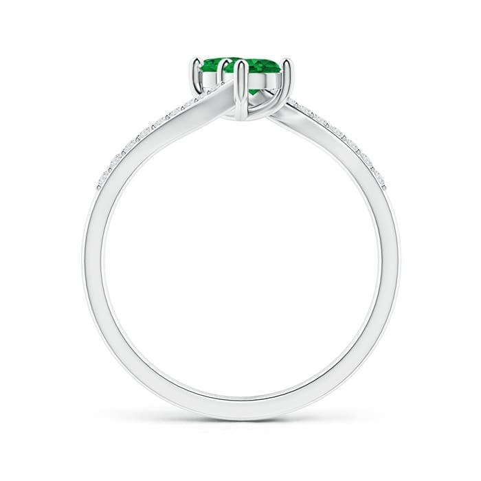 Two Stone Emerald Bypass Ring with Diamond Accents
