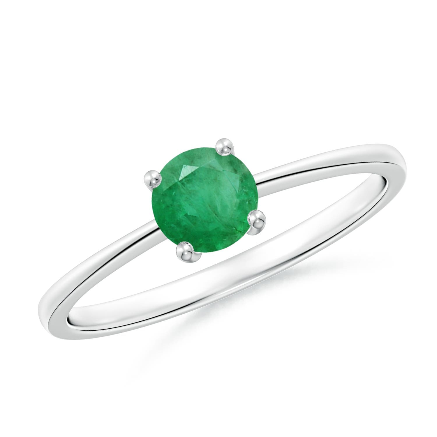 Reverse Tapered Shank Emerald Solitaire Engagement Ring
