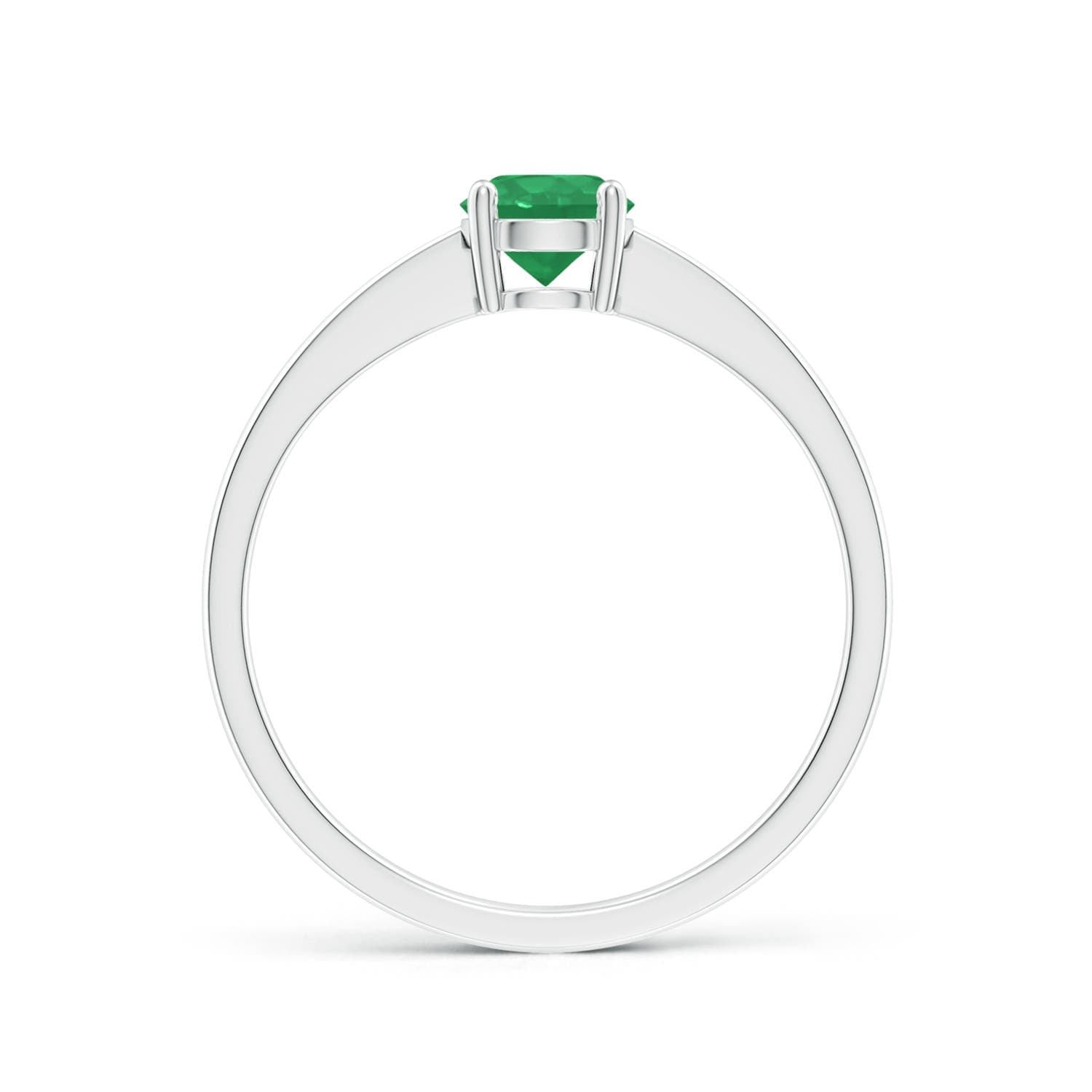 Reverse Tapered Shank Emerald Solitaire Engagement Ring